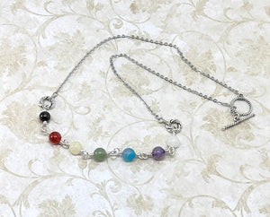 Chakra gemstones and silver necklace