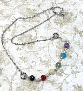 Chakra gemstones and silver necklace