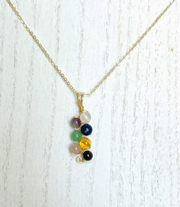 Chakra necklace 7 gemstones on gold plated chain