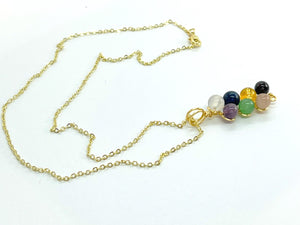 Chakra necklace 7 gemstones on gold plated chain