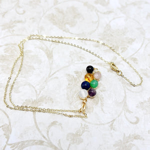 Chakra necklace 7 gemstones on gold plated chain