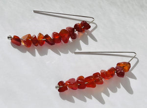 Carnelian chip earrings on marquise shaped silver ear wires