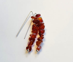 Carnelian chip earrings on marquise shaped silver ear wires