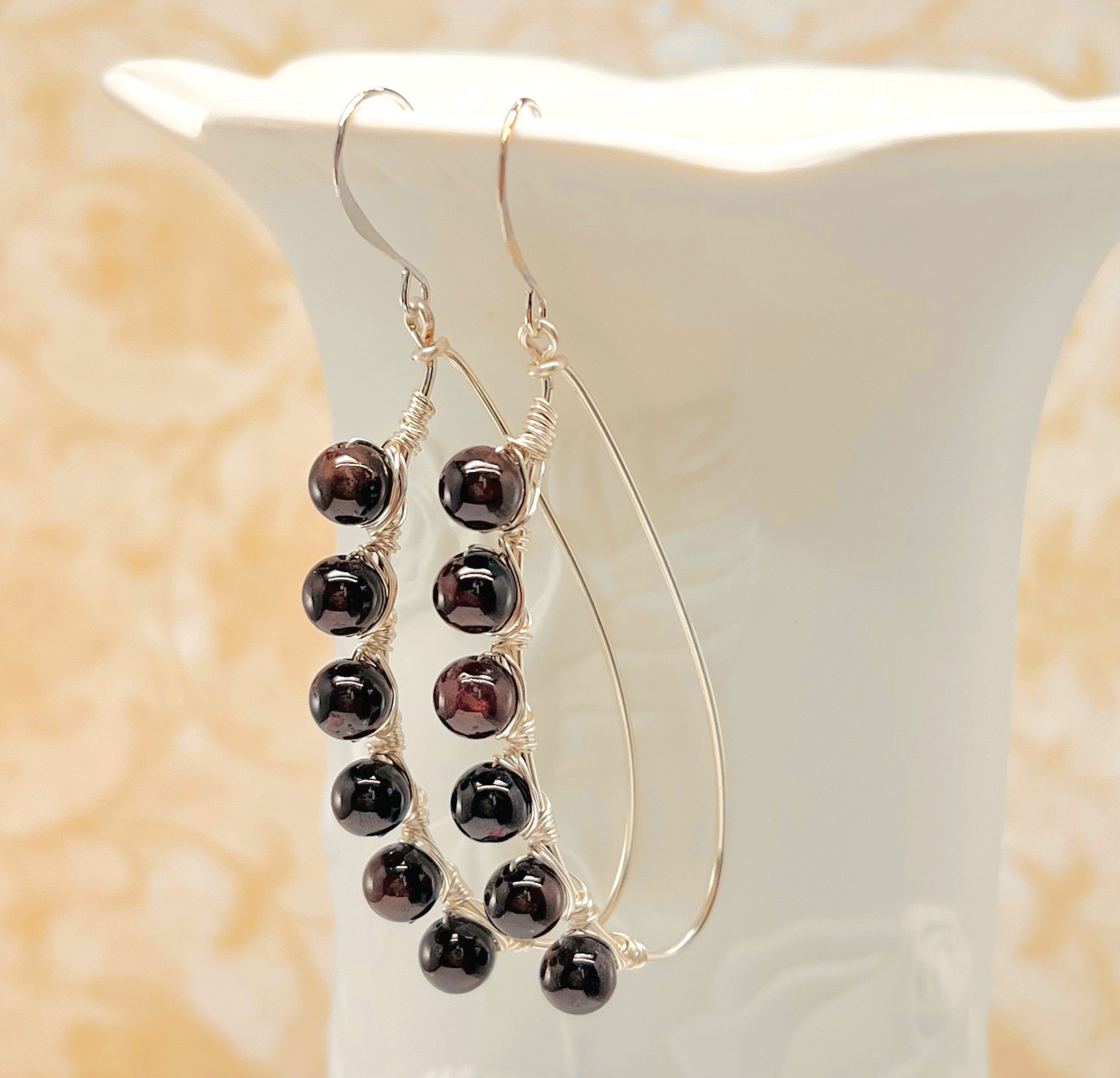 Lovely Garnet gemstone earrings in silver