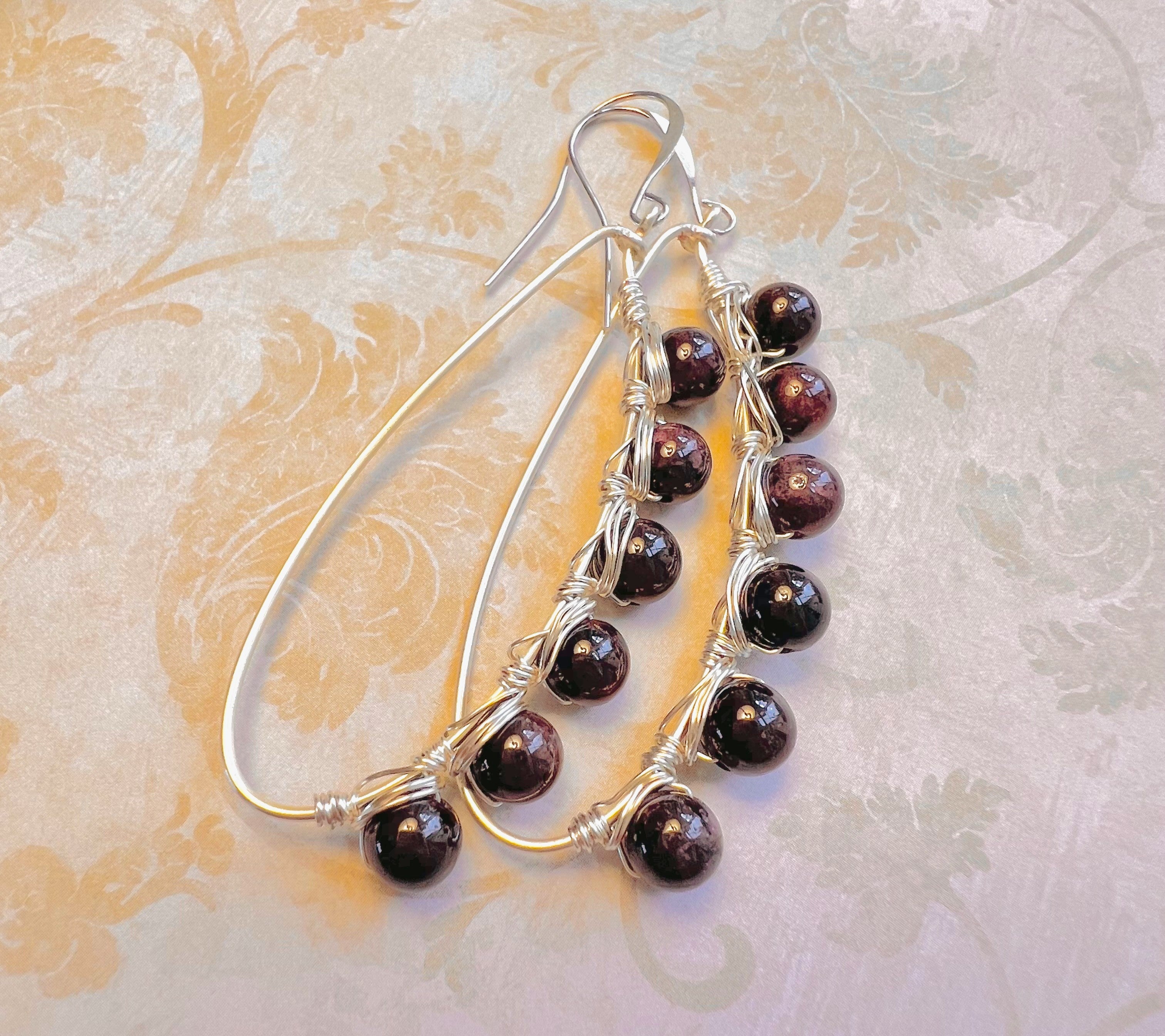 Lovely Garnet gemstone earrings in silver