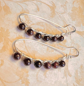 Lovely Garnet gemstone earrings in silver