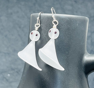 Spirited ghostly earrings in opaque white and glass