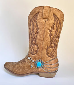 Boot jewelry, silver mixed metal and turquoise stones and hearts