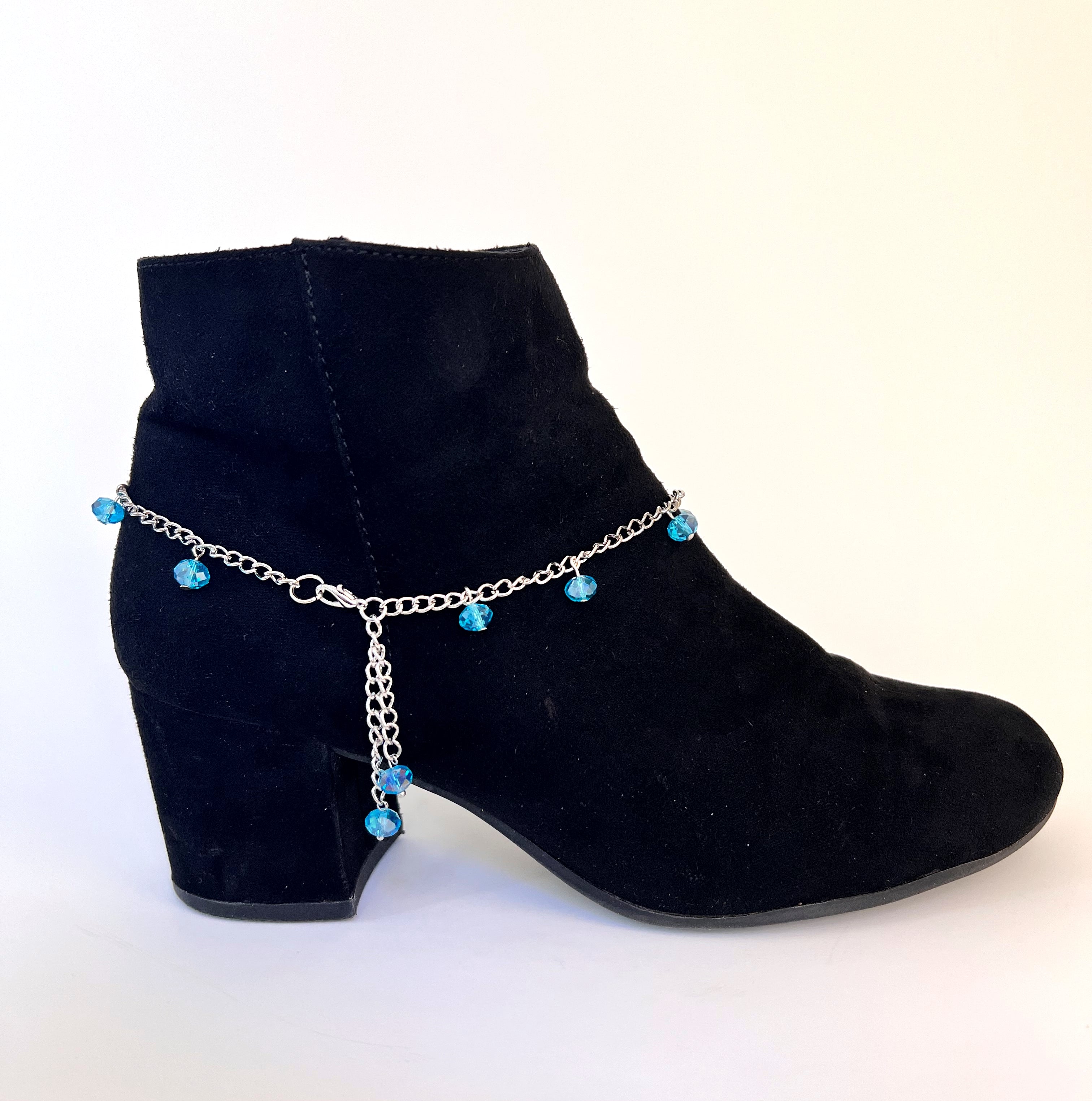 Boot jewelry, beautiful cross with turquoise colored stone and crystal inlay and crystal dangles