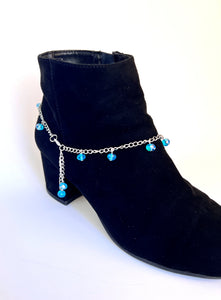 Boot jewelry, beautiful cross with turquoise colored stone and crystal inlay and crystal dangles