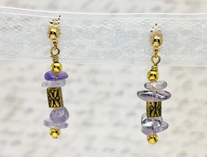 Czech glass and gemstones combined in warm yellow citrine, lavender ametrine and strawberry quartz with gold metal elements