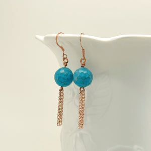 Bracelet and earring set in turquoise howlite round and chunk beads and copper