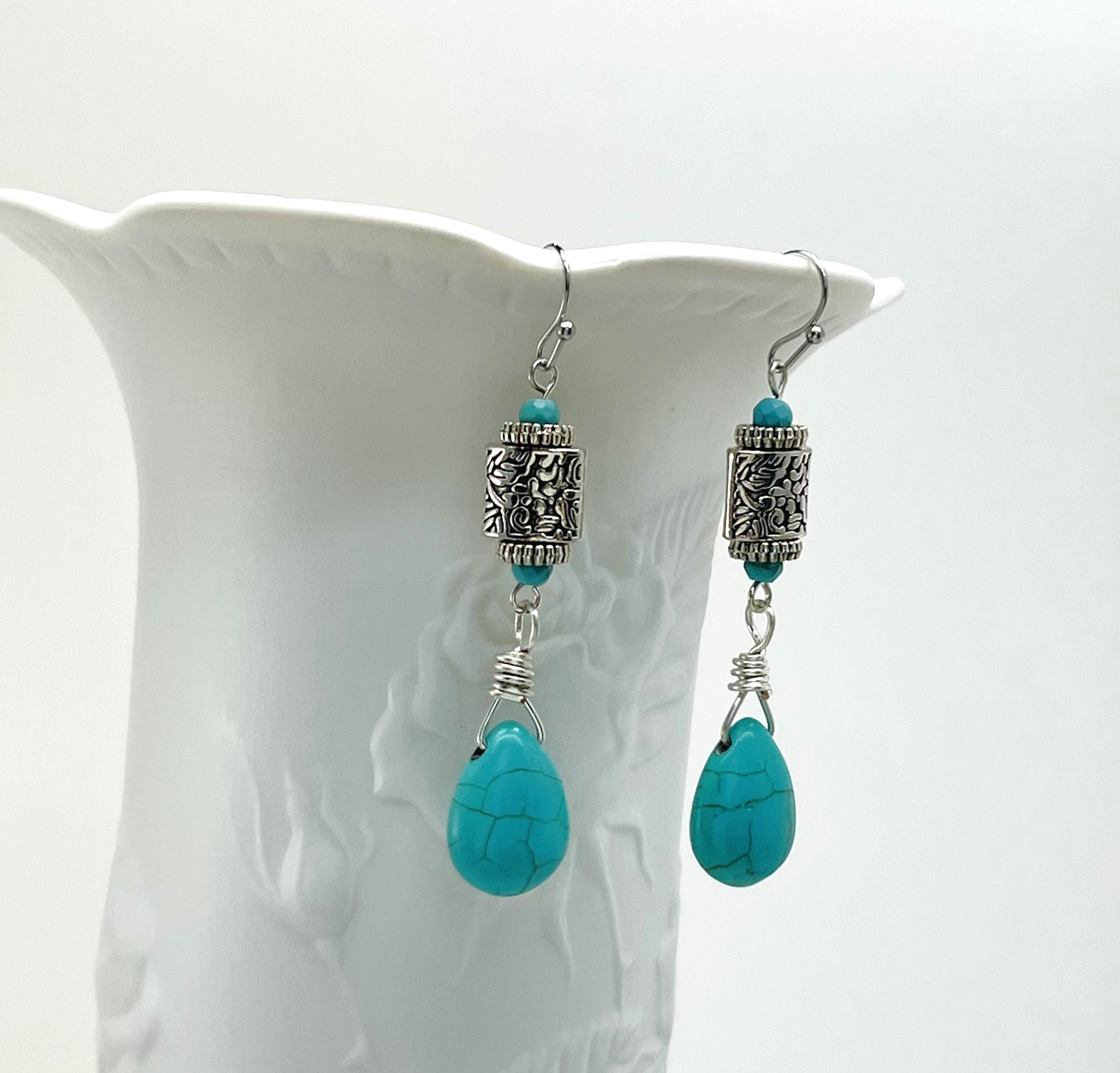 Classy silver and turquoise earrings